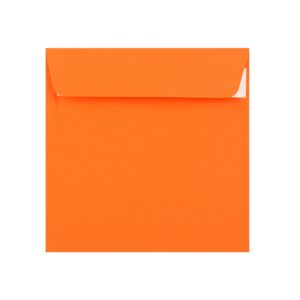 250 Orange Large Square Envelopes Trade Box. Peel/Seal Wallet Flap. Orange 120gsm Smooth Finish. 220mm x 220mm.