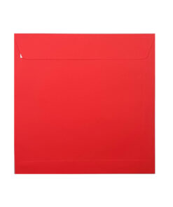 250 Bright Red Large Square Envelopes Trade Box. Peel/Seal Wallet Flap. Red 120gsm Smooth Finish. 220mm x 220mm.