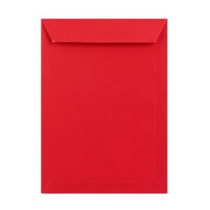 250 Bright Red C4 Envelopes Trade Box. Peel/Seal Pocket Flap. Red 120gsm Smooth Finish. 324mm x 229mm.