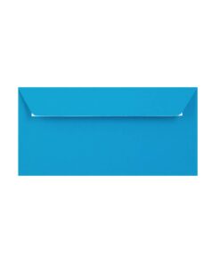 500 Bright Blue DL Envelopes Trade Box. Peel/Seal Wallet Flap. Blue 120gsm Smooth Finish. 110mm x 220mm.