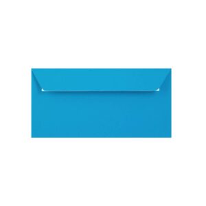 500 Bright Blue DL Envelopes Trade Box. Peel/Seal Wallet Flap. Blue 120gsm Smooth Finish. 110mm x 220mm.