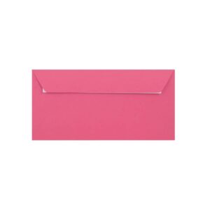 500 Bright Pink DL Envelopes Trade Box. Peel/Seal Wallet Flap. Pink 120gsm Smooth Finish. 110mm x 220mm.