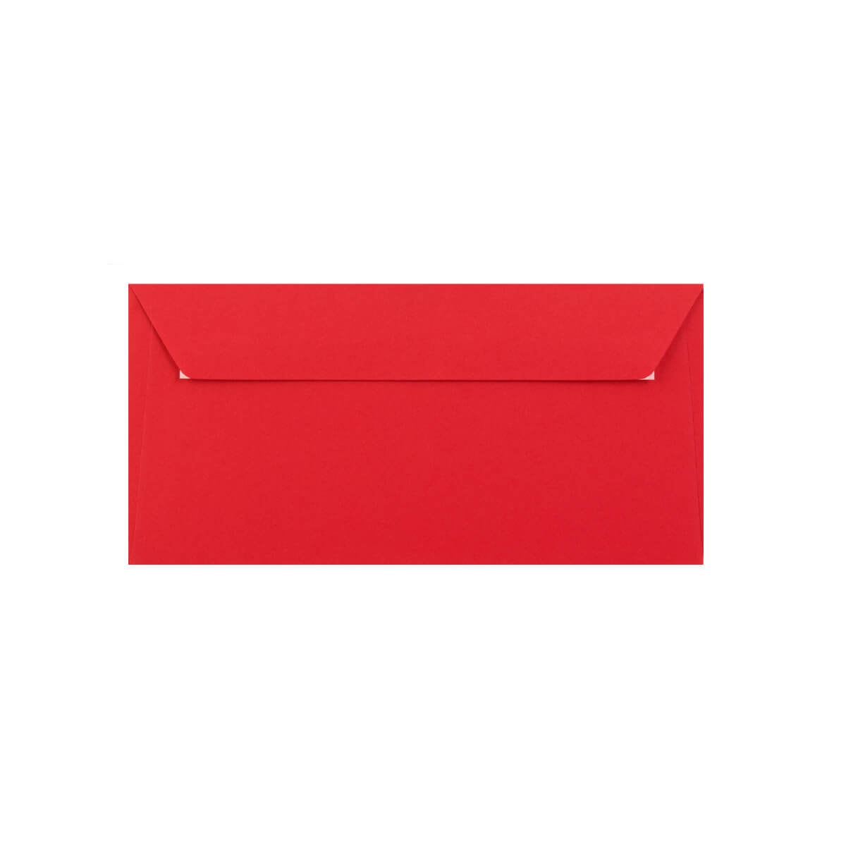 500 Bright Red DL Envelopes Trade Box. Peel/Seal Wallet Flap. Red 120gsm Smooth Finish. 110mm x 220mm.