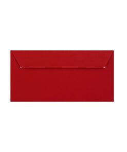 500 Dark Red DL Envelopes Trade Box. Peel/Seal Wallet Flap. Red 120gsm Smooth Finish. 110mm x 220mm.