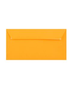 500 Dark Yellow DL Envelopes Trade Box. Peel/Seal Wallet Flap. Yellow 120gsm Smooth Finish. 110mm x 220mm.