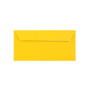 500 Mid Yellow DL Envelopes Trade Box. Peel/Seal Wallet Flap. Yellow 120gsm Smooth Finish. 110mm x 220mm.