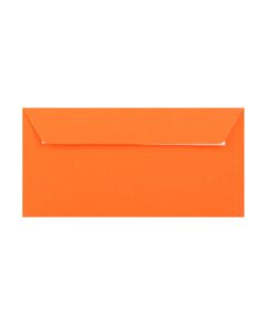 500 Orange DL Envelopes Trade Box. Peel/Seal Wallet Flap. Orange 120gsm Smooth Finish. 110mm x 220mm.