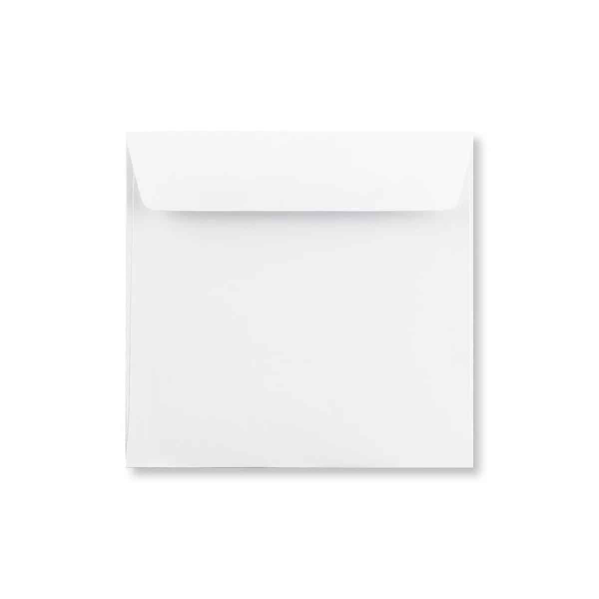 500 Pure White Square Envelopes Trade Box. Peel/Seal Wallet Flap. White 120gsm Smooth Finish. 155mm x 155mm.