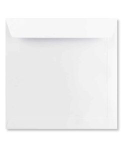 250 Pure White Large Square Envelopes Trade Box. Peel/Seal Wallet Flap. White 120gsm Smooth Finish. 220mm x 220mm.