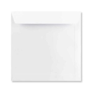 250 Pure White Large Square Envelopes Trade Box. Peel/Seal Wallet Flap. White 120gsm Smooth Finish. 220mm x 220mm.