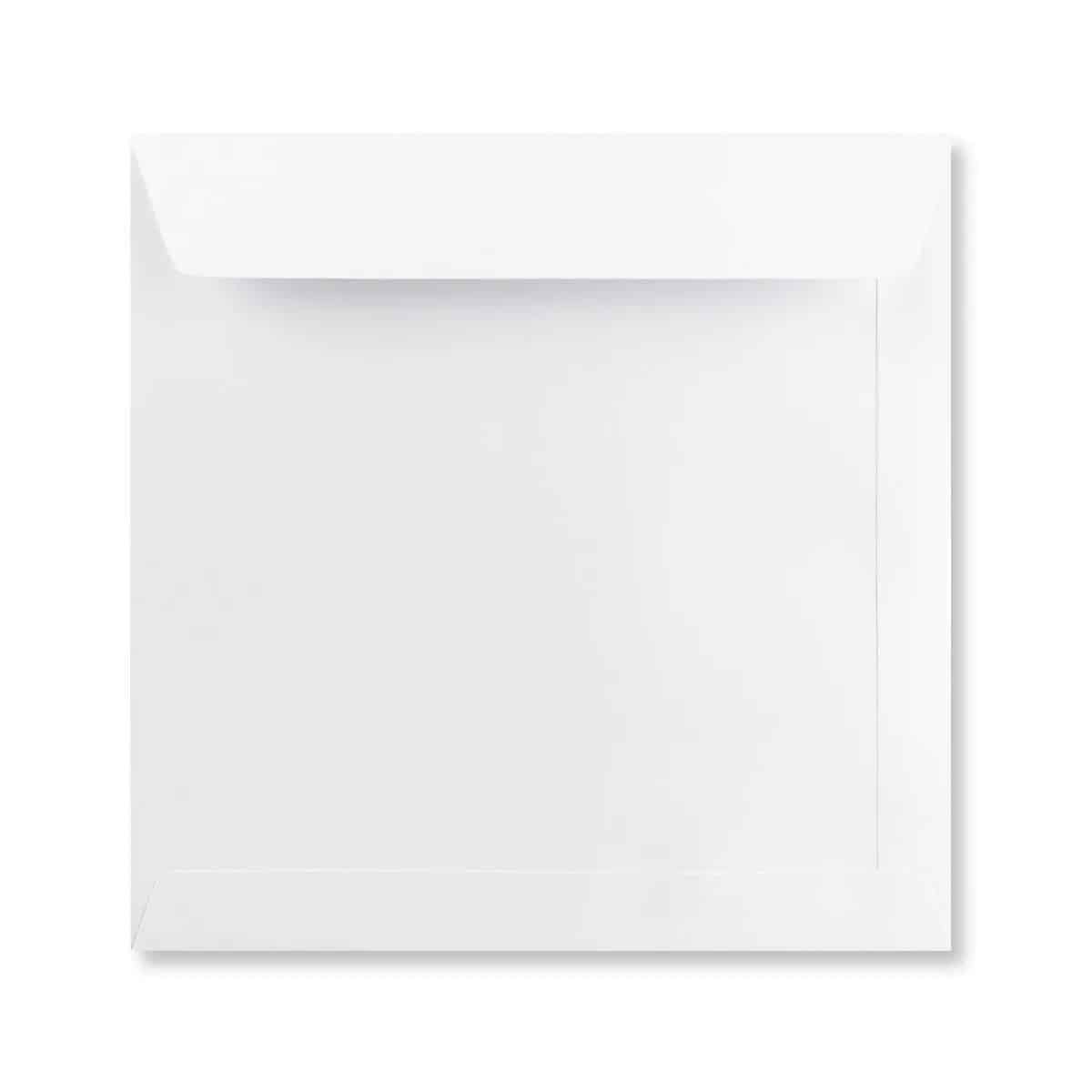 250 Pure White Large Square Envelopes Trade Box. Peel/Seal Wallet Flap. White 120gsm Smooth Finish. 220mm x 220mm.