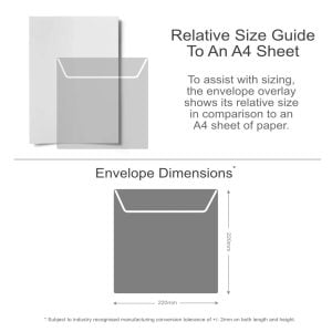 220mm Square Wallet Envelope Sizing