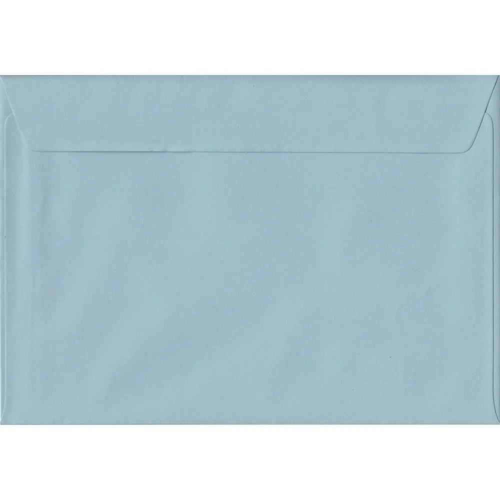 100 A5 Blue Envelopes. Baby Blue. 162mm x 229mm. 100gsm paper. Peel/Seal Flap.