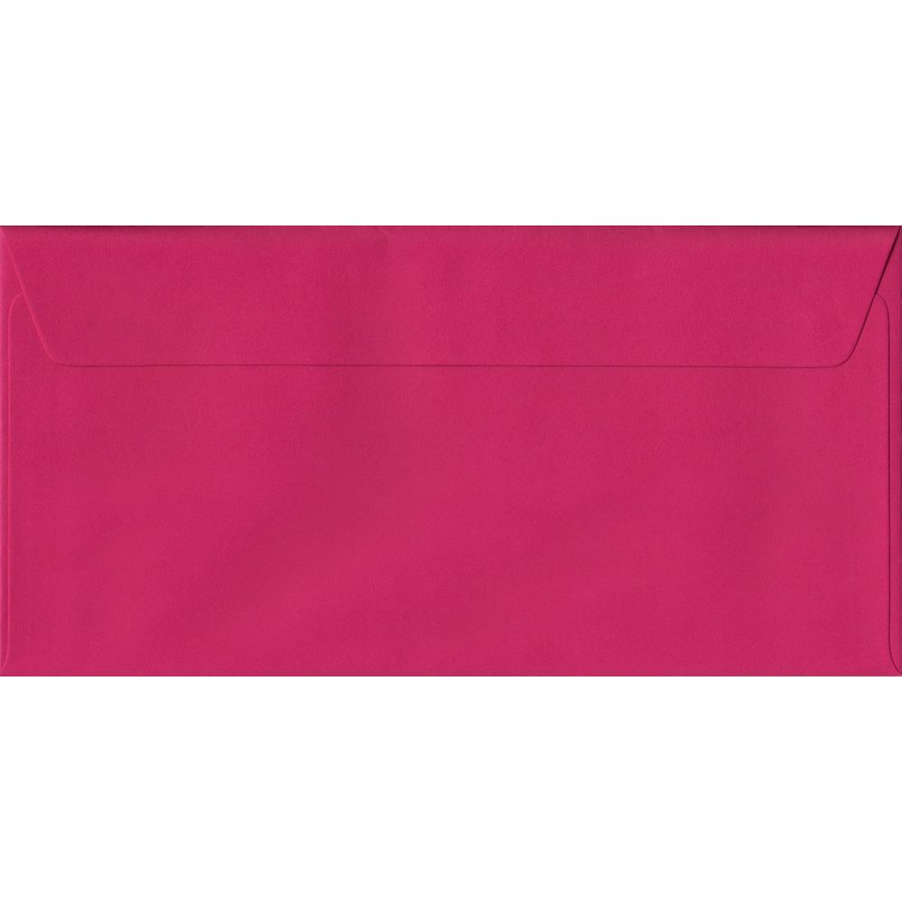 100 DL Pink Envelopes. Fuchsia Pink. 110mm x 220mm. 100gsm paper. Peel/Seal Flap.