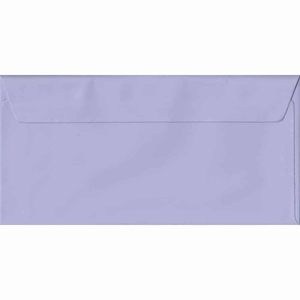 100 DL Lilac Envelopes. Lilac. 110mm x 220mm. 100gsm paper. Peel/Seal Flap.