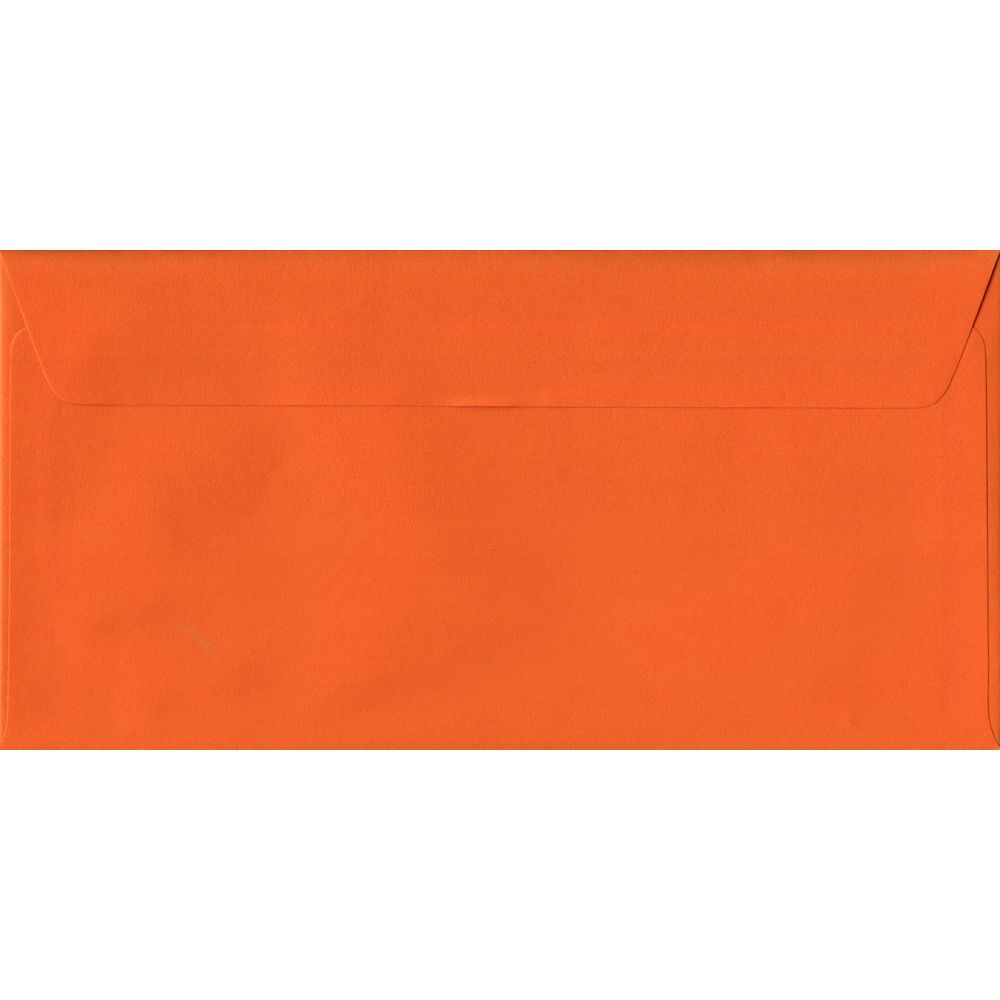 100 DL Orange Envelopes. Orange. 110mm x 220mm. 100gsm paper. Peel/Seal Flap.