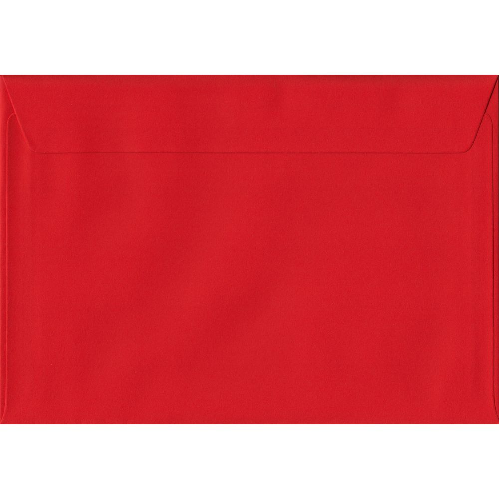 100 A5 Red Envelopes. Poppy Red. 162mm x 229mm. 100gsm paper. Peel/Seal Flap.