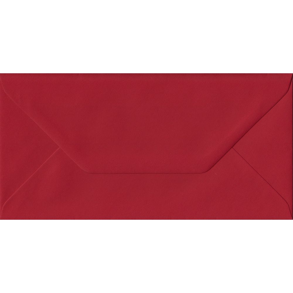 100 DL Red Envelopes. Scarlet Red. 110mm x 220mm. 100gsm paper. Gummed Flap.