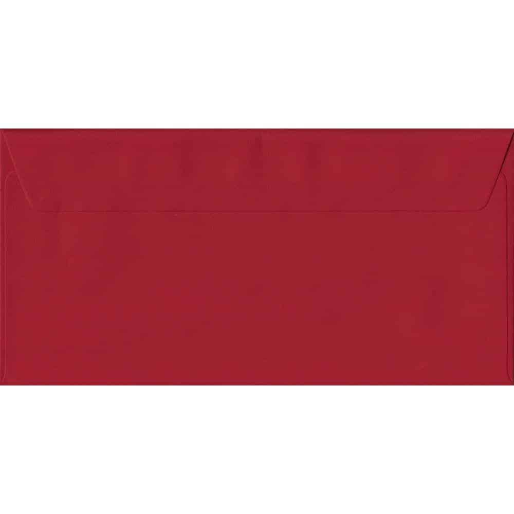 100 DL Red Envelopes. Scarlet Red. 110mm x 220mm. 100gsm paper. Peel/Seal Flap.