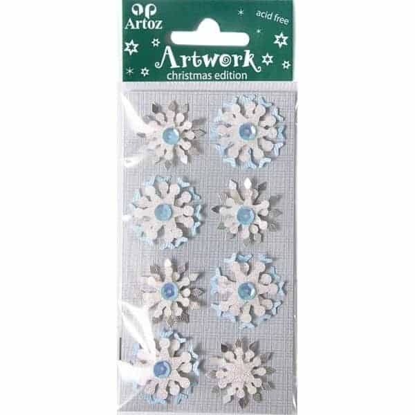 Blue Snowflake Christmas Card Embellishments By Artoz