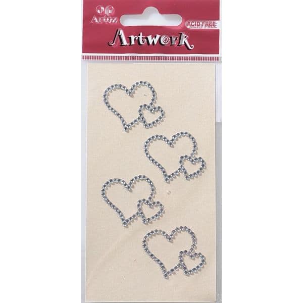 Crystal Double Hearts Craft Embellishment By Artoz