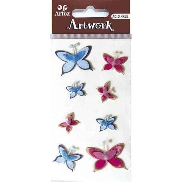Pink And Blue Butterfly Craft Embellishment By Artoz