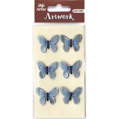 Blue And Silver Butterfly Craft Embellishment By Artoz