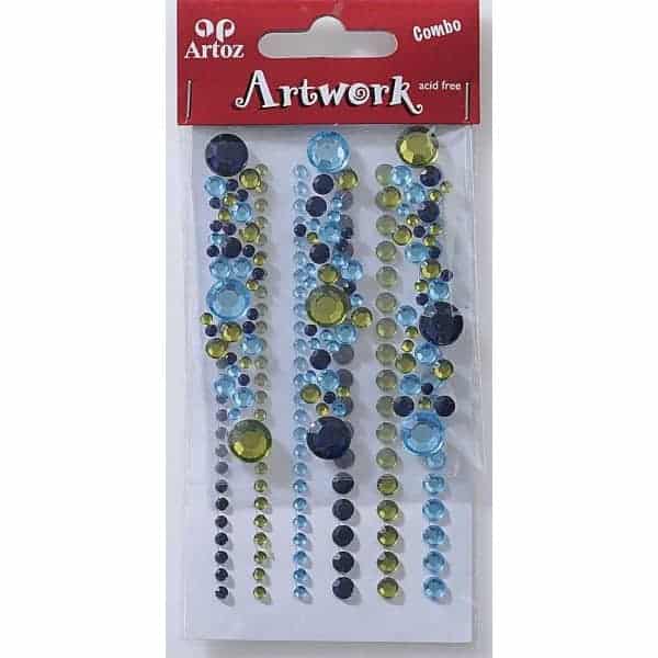 Blue And Olive Round Jewels Craft Embellishment By Artoz