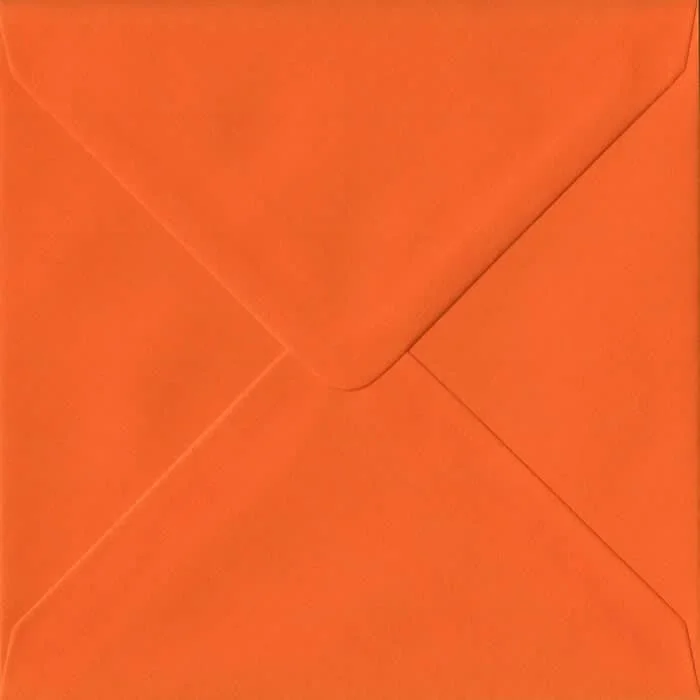 Orange Plain Gummed S4 155mm x 155mm Individual Coloured Envelope