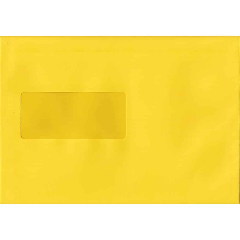 Banana Yellow Windowed 162mm x 229mm 120gsm Peel/Seal C5/A5/Half A4 Sized Envelope
