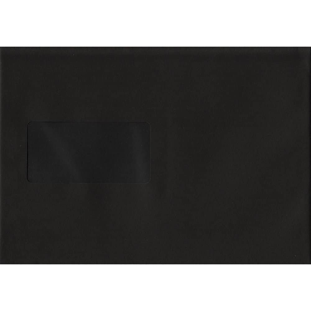 Black Windowed 162mm x 229mm 120gsm Peel/Seal C5/A5/Half A4 Sized Envelope