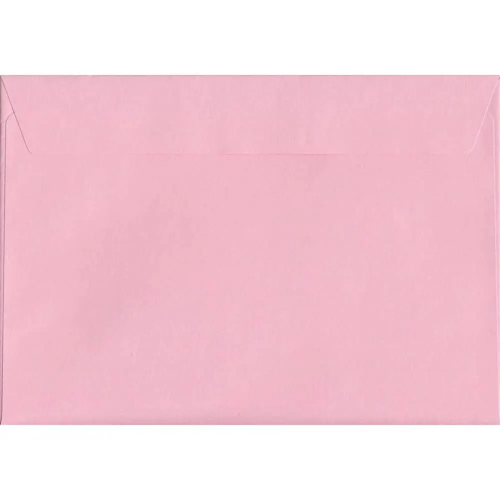 100 A5 Pink Envelopes. Baby Pink. 162mm x 229mm. 120gsm paper. Peel/Seal Flap.