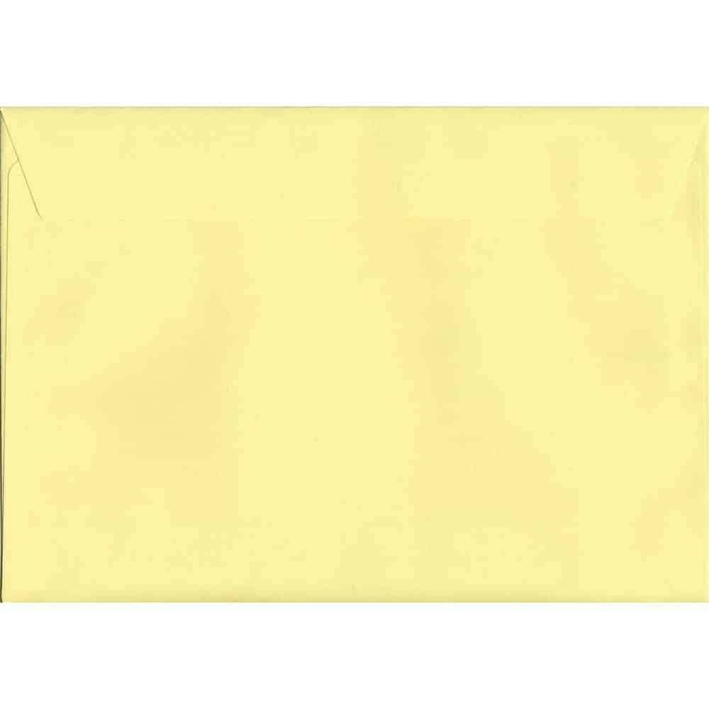 100 A5 Yellow Envelopes. Sunlight Yellow. 162mm x 229mm. 120gsm paper. Peel/Seal Flap.