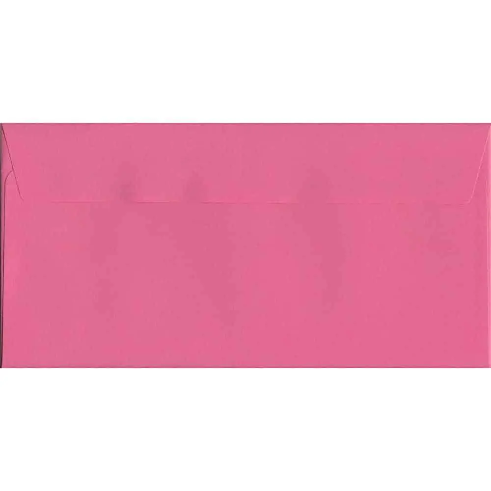 100 DL Pink Envelopes. Cerise Pink. 114mm x 229mm. 120gsm paper. Peel/Seal Flap.