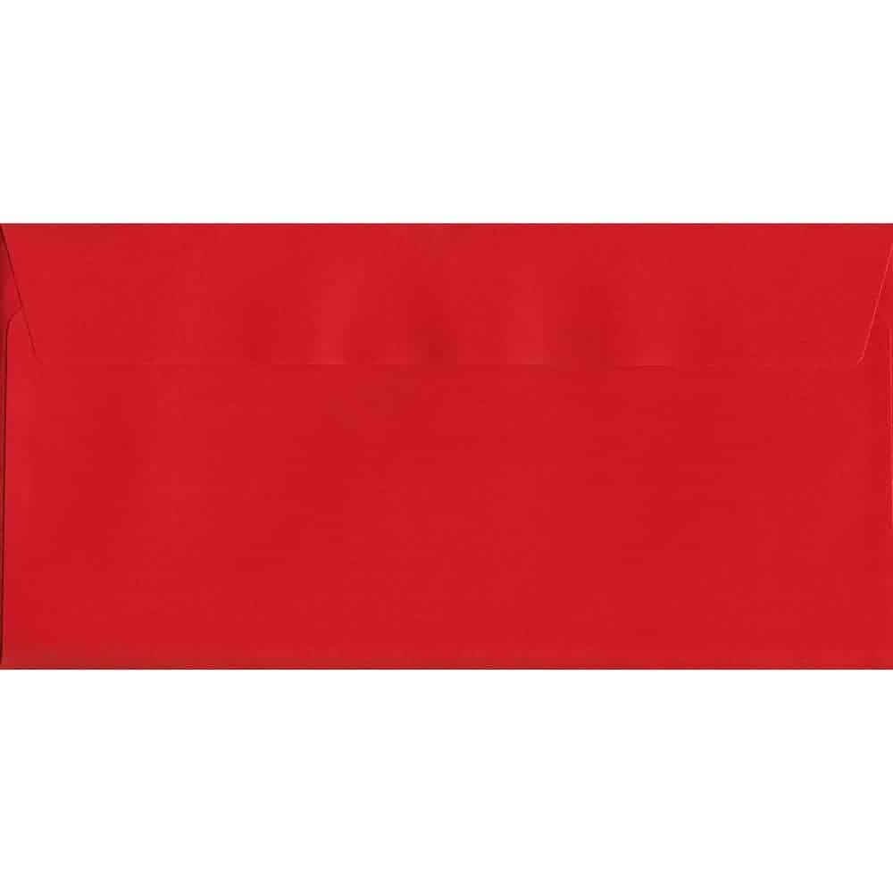 100 DL Red Envelopes. Pillar Box Red. 114mm x 229mm. 120gsm paper. Peel/Seal Flap.
