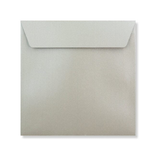 Silver Square Pearlescent Envelope. Peel/Seal Wallet Flap. Silver